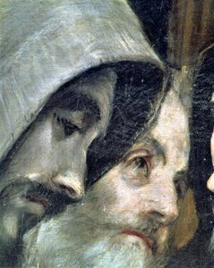 Begravningen av greve Orgaz, från en legend från 1323, detalj av franciskanerna, 1586-88 olja på duk detalj av 44240 av El Greco