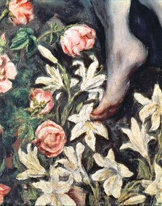 The Immaculate Conception-detaljen av blommor 1607-13 olja på duk se 90015