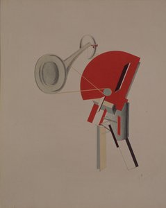 Recitatör. Statyett för operan Seger över solen av A. Kruchenykh, 1920-1921 av Eliezer Markowich Lissitzky