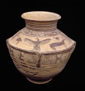 Fartyg föreställande en rovfågel med öppna vingar och andra djur, Fasa Ware, ca 2000 f.Kr. (lera) (se 179130 för detaljer) av Elamite