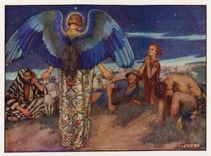 Carols: While Shepherds Watched (färg litho) av Eleanor Fortescue Brickdale