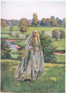 Guinevere: där hon såg honom först, när Lancelot kom (litho)