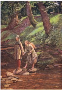 Rosalind och Celia (litho) av Eleanor Fortescue Brickdale