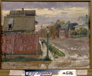 En gata i Moskva. (En gata i Moskva). Målning av Elena Dmitryevna Polenova (1850-1898), olja på duk. Rysk konst, sent 1800-tal. Statens Tretjakovgalleri, Moskva. av Elena Polenova