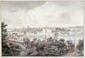 A View of Stockholm from Soder with the Royal Palace, Storkyrkan, Riddarholmskykan and Tskakykan, av Elias Martin