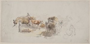 Genrescén, höbärgning av Elias Martin