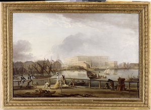 Vy över Stockholms slott från Skeppsholmsbron av Elias Martin