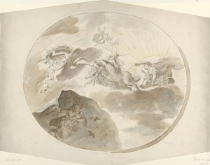 Takmålningsdesign med Aurora som jagar natten bort av Elias van Nijmegen (possibly)