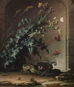 Stennisch med tistel, ödla och insekter, 1690