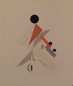 Globetrotter. Statyett för operan Seger över solen av A. Kruchenykh, 1920-1921 av Eliezer Markowich Lissitzky