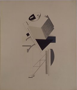 Stark kille. Statyett för operan Seger över solen av A. Kruchenykh, 1920-1921 av Eliezer Markowich Lissitzky