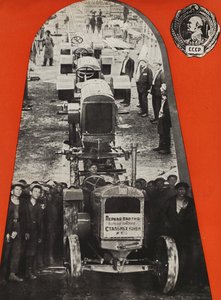Traktorfabriken i Stalingrad. Illustration från USSR Builds Socialism, 1933. av Eliezer Markowich Lissitzky