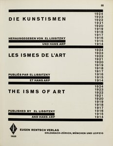 Titelsida: Konstnärerna. The Isms of Art av El Lissitzky och Hans Arp, 1925. av Eliezer Markowich Lissitzky