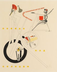 Titelblad för Seger över solen av A. Kruchenykh, 1923