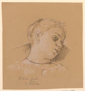 Teckning, Huvud av en italiensk flicka, ca 1885 av Elihu Vedder