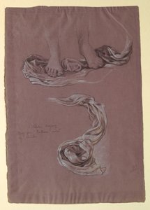 Teckning, studie av draperi "Fortune", ca 1877
