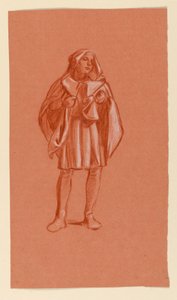Teckning, Studie av en figur i huvdräkt, ca 1885 av Elihu Vedder