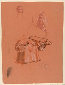 Teckning, figur- och draperistudier, ca 1885 av Elihu Vedder