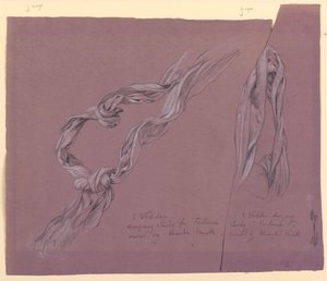 Teckning, studier av draperi för figuren "Fortune", ca 1877 av Elihu Vedder