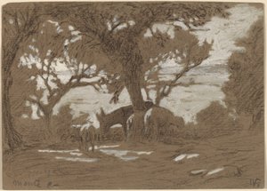 Mt. Colognola - Får som betar vid sjön Trasimeno av Elihu Vedder
