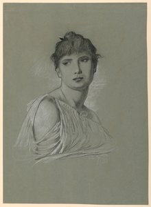 Porträttskiss av en ung kvinna av Elihu Vedder