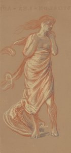 Stående draperad kvinnlig figur, ca 1872-77 (krita på vävt papper) av Elihu Vedder