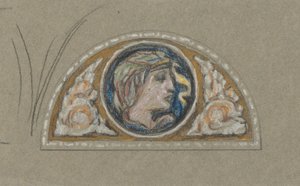 Studie för Lunette med kvinnligt huvud av Elihu Vedder