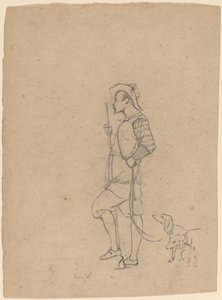 Studie av jägare med hundar av Elihu Vedder