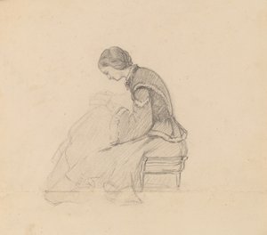 Study of a Girl Reading, c. 1858. av Elihu Vedder