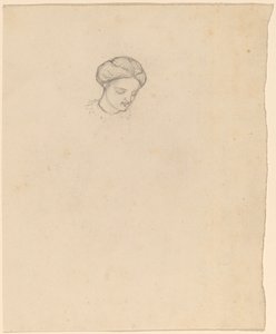 Studie av ett flickhuvud, ca. 1858. av Elihu Vedder