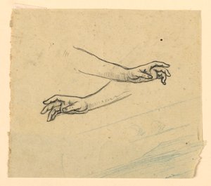 Studie av två händer som sträcker sig av Elihu Vedder