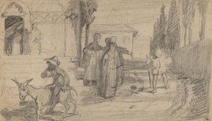 Liknelsen om mjölnaren och åsnan, ca. 1859. av Elihu Vedder