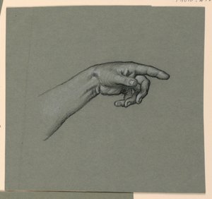 pekar vänster hand och handled av Elihu Vedder