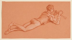 studie av en manlig kostymfigur av Elihu Vedder