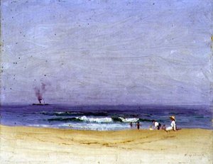 On the Beach (olja på duk) av Elioth Gruner