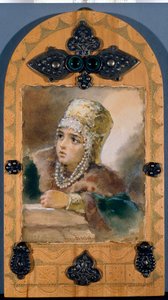Prinsessan (illustration av dikten ""Sirenen""" av Alexander Pushkin (1799-1837) - Verk av Elizaveta Merkuryevna Bem (Elisabeth Bohm) (1843-1914)
