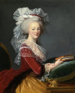 ""Porträtt av Marie Antoinette (Marie-Antoinette) av Lorraine Habsburg (1755-1793) drottning av Frankrike"" Målning av Marie Louise Elisabeth Vigee Lebrun (Vigee-Lebrun)(1755-1842) 1785 Privat samling av Elisabeth Louise Vigee Lebrun