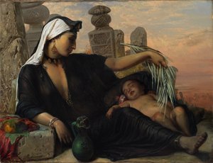 En egyptisk kvinna med sin bebis