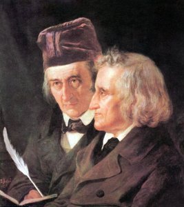 Bröderna Grimm: Jacob (1785-1863) och Wilhelm (1786-1859) målning av Elisabeth Jerichau-Baumann