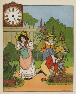Trädgårdstid (färg litho)