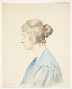 Porträtt av Olivia Holm-Møller (byst i profil) av Elise Konstantin Hansen