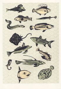 Yellow Japanese Fish, 2016 (screenprint) av Eliza Southwood