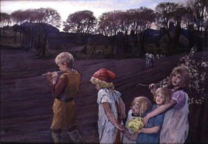 The Pied Piper, an Allegory of Spring (olja på duk) av Elizabeth Adela Stanhope Forbes