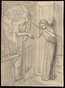 Clerk Saunders (penna på papper) av Elizabeth Eleanor (1834 62) Siddal