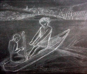 Roddbåten (penna på papper)