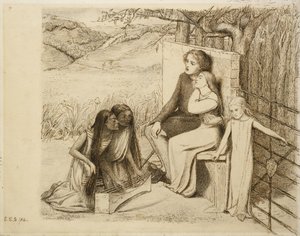 Two Lovers, 1854 (penna och brunt bläck på benvitt papper)