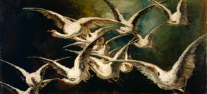 Flock gäss, ca. 1883.