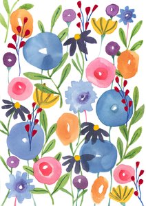 Boho Flowers, 2018 (akvarell) av Elizabeth Rider