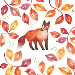 Fox, 2017 (akvarell) av Elizabeth Rider