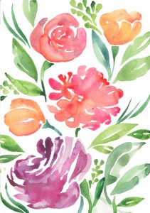 Vildblommor, 2018 (akvarell) av Elizabeth Rider